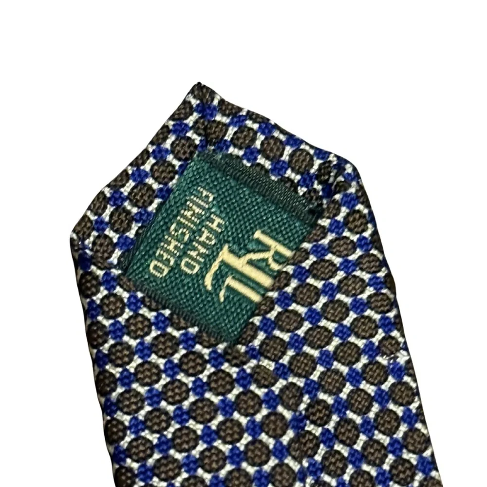 Lauren‎ Ralph Lauren Silk Tie Blue Geometric USA 56in